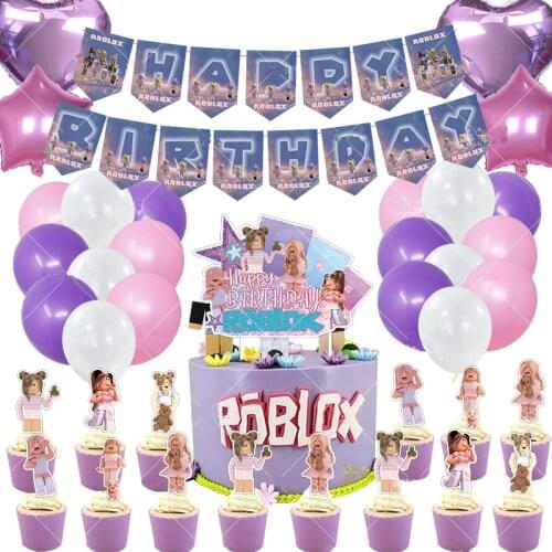 1set Pink Girl Birthday Party Decoration Latex Balloon Aluminum Film Five-pointed Star Cake Strip Combination Wedding Supplies