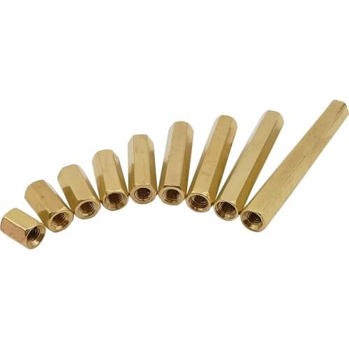 10Pcs/lot M3 Female to Female Brass Standoff Spacer Hexagonal Stud Spacer Hollow Pillars 6mm-40mm