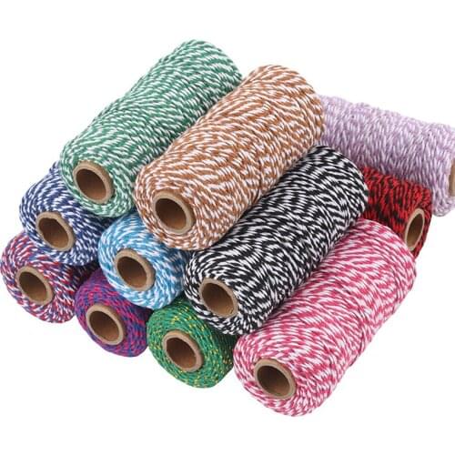 100m SZ2 100% Pure Cotton Twisted Cord Rope Crafts Macrame Artisan String baker twine Multicolor Cotton Linen Rope Home Textiles
