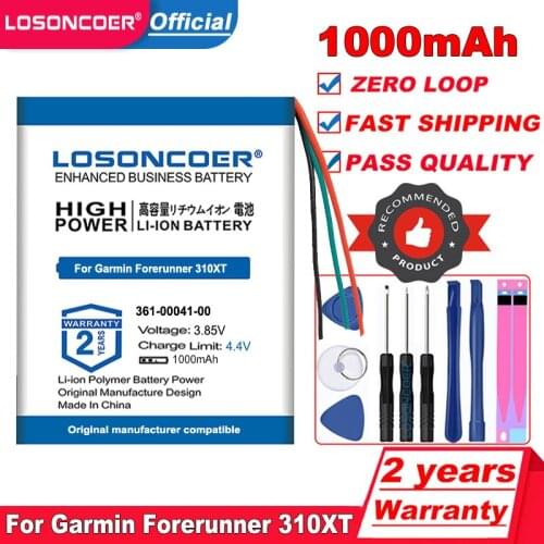 LOSONCOER 1000mAh For Garmin Forerunner 310XT Battery with Bottom Back Cover Case 361-00041-00 Smart Watch Spare Parts