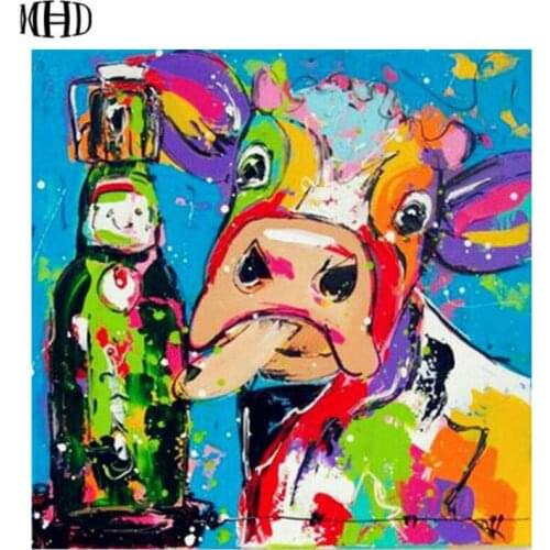 MHD color cow diy diamond painting 3D mosaic full square / round diamond painting cross stitch rhinestone diamond embroidery dec