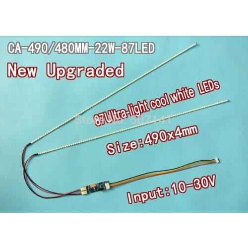 Free shipping 5PCS 490mm Adjustable brightness led backlight strip kit,Update 22inch-wide LCD CCFL panel to LED backlight