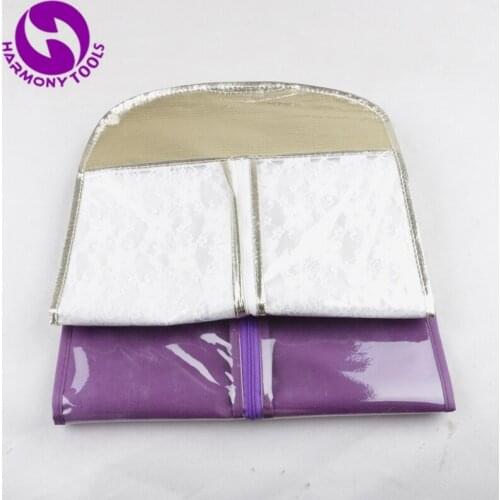 Free Shipping 1pcs Dust-proof Hair Packaging Bag For Packaging Hair Extension, Golden and Purple Zipper Bags Without Hanger