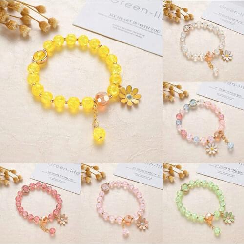 Fashion Lovely Daisy Crystal Charm Bracelet Girls Kids Children Jewellery Gift