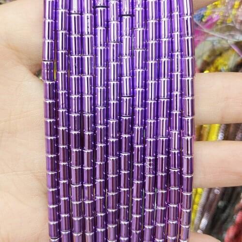 Natural Stone Hematite Loose Beads Colorful Plating Women Jewelry Making 2~13mm Cylindrical Beaded DIY Bracelet Necklace Parts