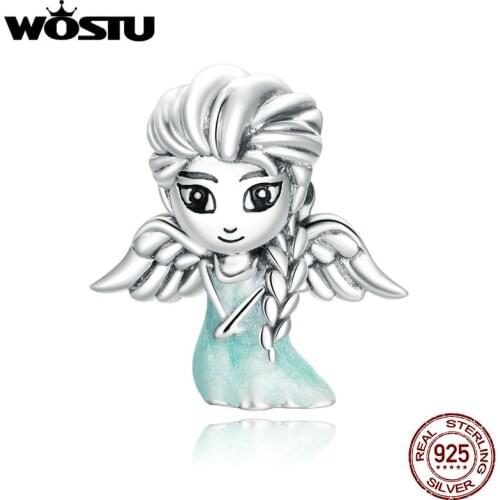 WOSTU 2020 925 Sterling Silver Snow Fairy Charm for Original Silver platinum Bracelet Fine Jewelry DIY Bangle Beads DXC1652