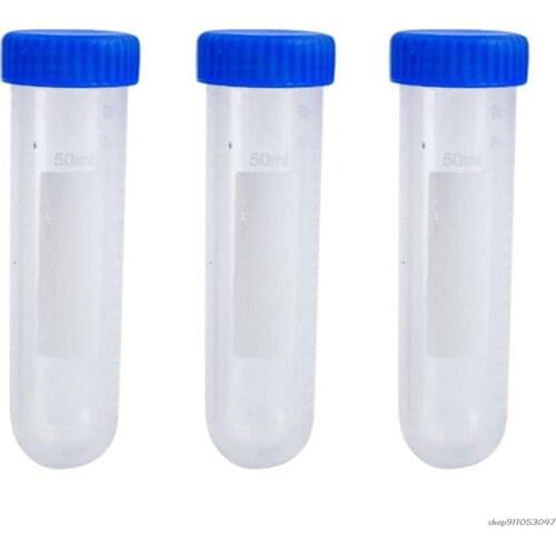 Set of 3pcs 50ml Centrifuge Tubes with Graduated Scales Anti-leaking Screw Cap Round Bottom Ideal for Student Teacher Q5WA