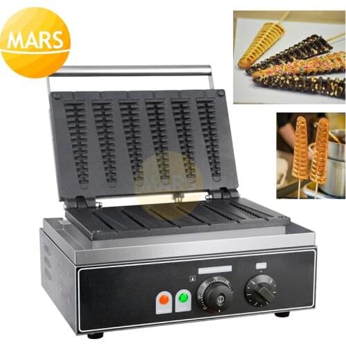 Electric 6pcs Lolly Stick Waffle Machine Chrismas Tree Shaped Waffle Iron Maker Bubble Waffle Iron Plate Non-stick Lolly Machine