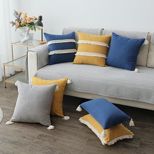45*45cm/30*50cm Nordic Cotton Linen Tassel Hug Pillowcase Pastoral Small Fresh Sofa Cushion Linen Hug Pillowcase