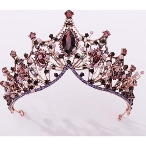 Bride Crown Baroque New Retro Black Headdress Wedding Hair Accessories Birthday Queen Crown Wedding Dress Accessories