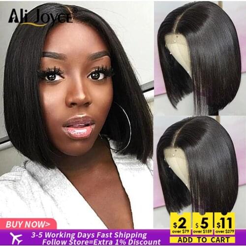 Short Bob Wigs Straight 4×4 Lace Closure Human Hair Wigs For Black Women Pre Pluck With Baby Hair Wigs Brazilian Remy Hair Wigs