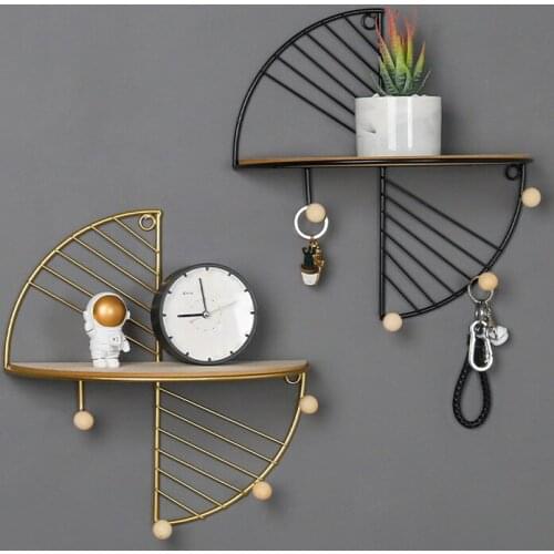 Living Room Creative Hexagonal Wall Hanging Storage Shelf Bedroom Wall Decoration Metal Wall Rack