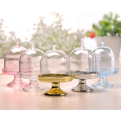 Creative Transparent Plastic Round DIY Tray Wedding Candy Box Mini Cake Stand Snack Food Storage Container Party Supplies Jars