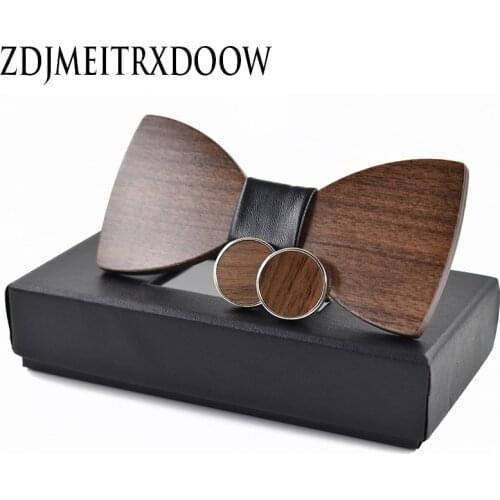 Fashion Wedding Wood Bow Tie Cufflinks Set Mens Suit Papillon Corbatas Tie gravata Pajaritas Hombre noeud papillon enfant