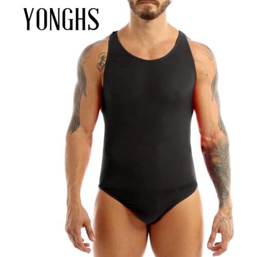 Mens Mankini Thong Bodysuit for Sex Stretchy Gay Homme Exotic Costume Sleepwear Nightwear Thong Lingerie Undershirt Bodysuit