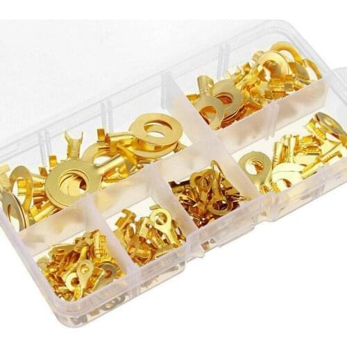 150PCS Brass Ring Cable Lugs Set M3 M4 M5 M6 M8 M10 Fit For Household Appliances Mechanical Equipment Connector Terminals