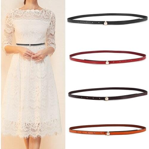 Korean Smooth Buckle Pearl Small Thin Belt Ladies Fashion Dress Waist Chain Skirt Girls Women Adult Decoration