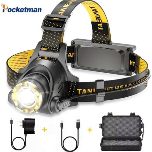 New T6 Led Headlamp Head Flashlight Outdoor Night Fishing Light Miners Lamp Zoom Headlight Long-range Headlamp With Battery
