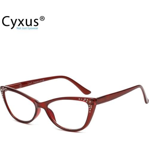Cyxus Fashion Anti Blue Light Reading Glasses Cat Eyes Shape Transparent Lens Women Ladies Eyewear 2093