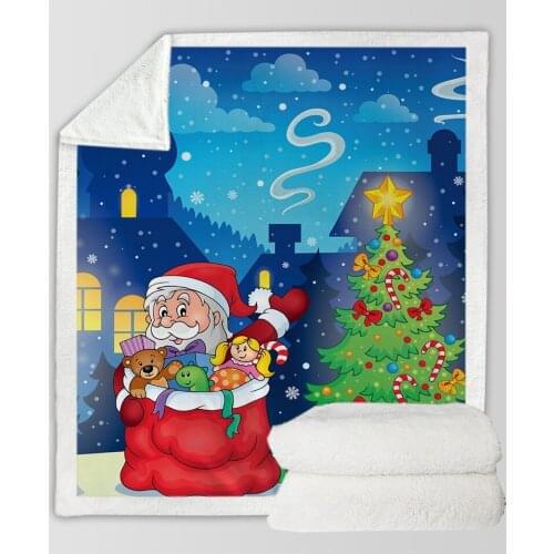 Custom DIY Printing Merry Christmas Throw Blanket 3d Printed Adults Kids Wearable Hooded Blanket Bed/Sofa/Travel Blanket