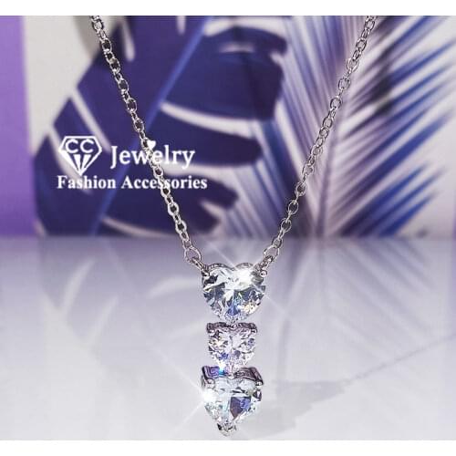 S925 Silver Pendant Necklace for Women Heart Shape Jewelry Set Fine Jewelry Bridal Wedding Accessories Gift for Lover CCN719