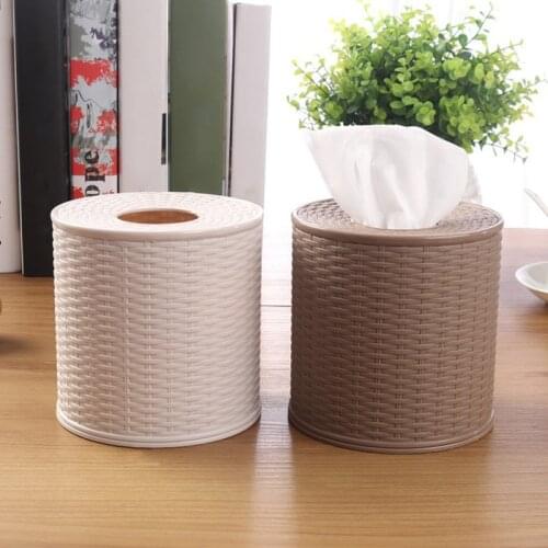 Plastic Tissue Box Holder Kitchen Living Room Simulation Rattan Tissue Storage Box Toilet Bathroom Roll Paper Rack Container