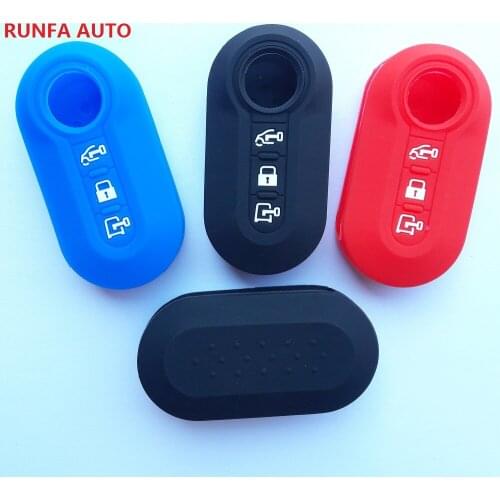 RUNFA AUTO Folding Flip Key FOB Case 3 Button Silicone FOR Fiat Mobi 500 Panda Punto Bravo Remote Shell