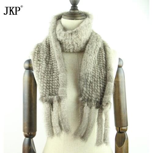 New winter men and women mink fur Scarf with tassels Knitted mink scarf scarves