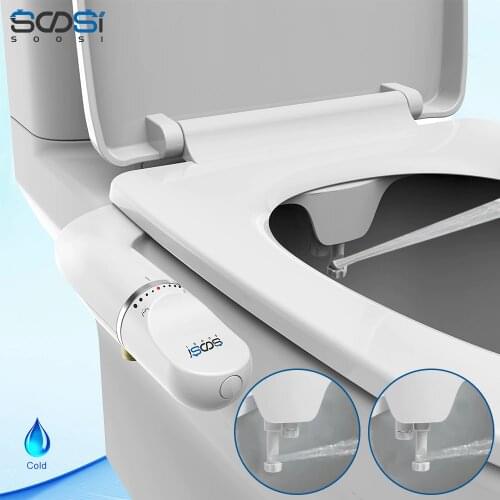 SOOSI Toilet Seat Bidet Slim Design Sprayer Muslim Shower Double Nozzle Fresh Water Ass Cleaning Old and Children
