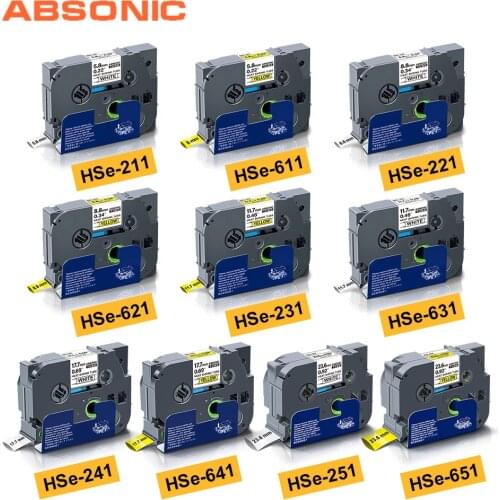Mixed Size Hse-231 HSe 211 221 231 241 251 611 621 631 641 651 Heat Shrink Tube Tape Hse Label for Brother P Touch Label Maker