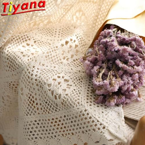 Modern Openwork Lace Curtains for Living Room Beige/White Knit Hollow out Window Drapes for Balcony Can Be TableCloth X-M181#40