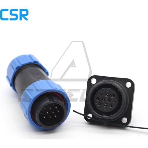 SP21 IP68 waterproof connector plug male and socket female 10 pin Square flange panel mounting connector