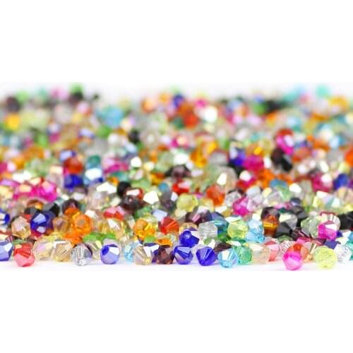 HGKLBB 3mm 200Pcs Bicone Austrian crystals beads AB color charm glass Loose spacer beads for Jewelry Making Bracelet DIY Perles