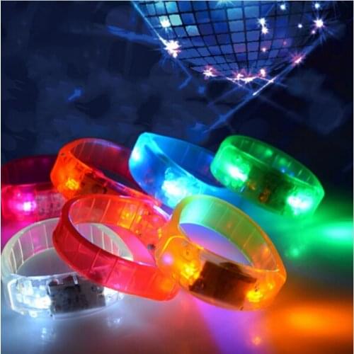 50pcs Voice Control LED Bracelet Sound Activated Flashing Bracelet Wristband for Night Pub Bar Disco Party Activity