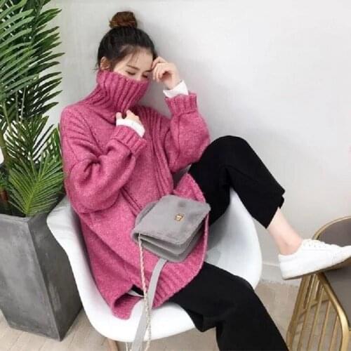 Spring/autumn women sweaters computer knitted loose sweates pullover women high elastic clothing HIGH-neck Students sweaters