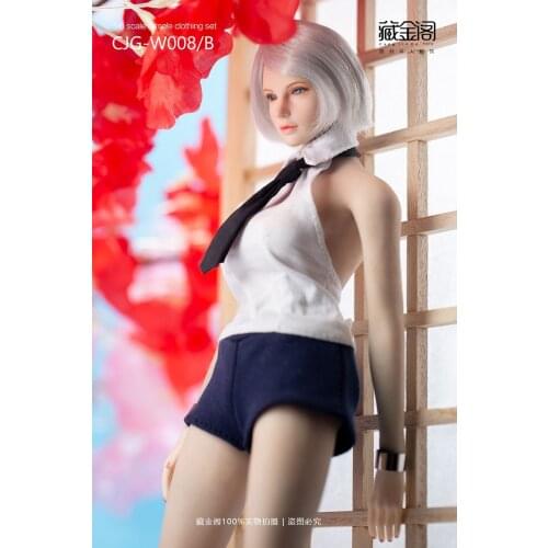 In Stock 1/6 Sexy Anime Character Uniform Female Figure Clothes Accessory Open Back Shirt Short Pants Model for 12'' Body W008