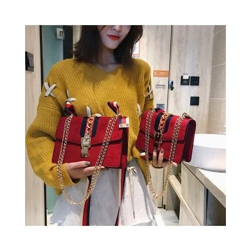 Bag women 2020 new wild ribbon velvet chain bag fashion shoulder diagonal small square bag cc