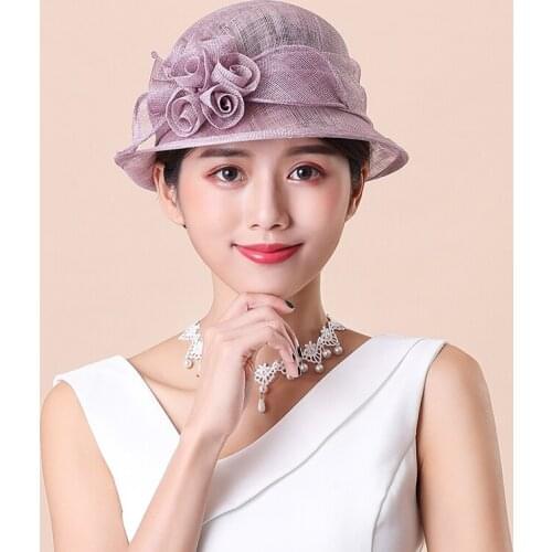 Lady Fedoras Hat Ladies Day Royal Ascot Sunshade Female Cap Sunscreen Anti-ultraviolet Summer Hats Women Headwear Caps H6611