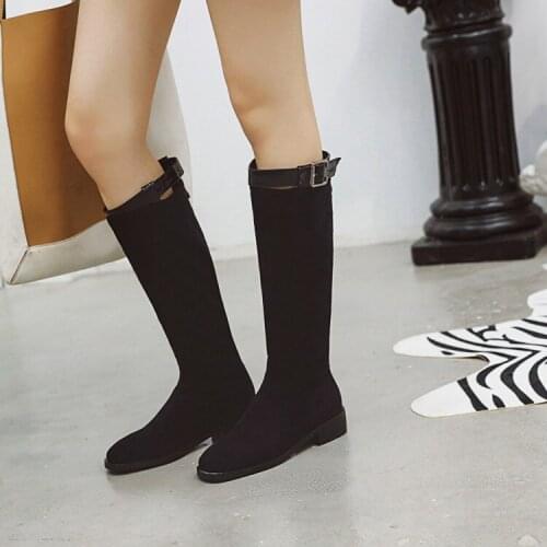 Autumn 2019 thick heel high-heeled boots show thin elastic boots womens boots red single boots
