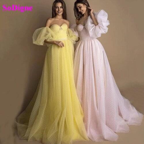 SoDigne Elegant Evening Dresses Sexy Sweetheart Appliques Lace A Line Prom Gowns Custom Made Lace-up Back Special Occasion Dress