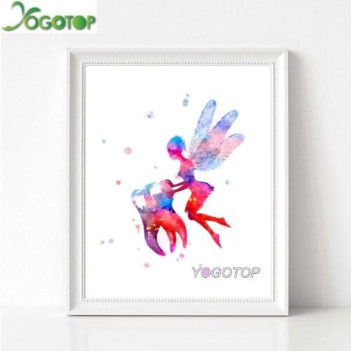 Tooth Fairy Watercolor Art diamond Painting Teeth Anatomy Stomatology cross stitch Dental Clinic Doctor Office 5d Decor YY2329