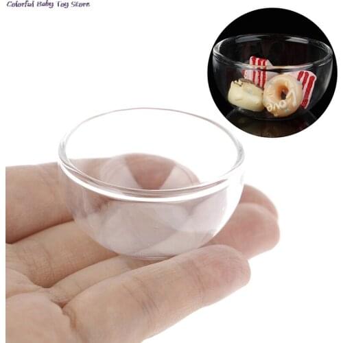 1:12 Miniature Glass Fruit Bowl Salad Bowl Dollhouse Kitchen Accessories DIY Toys For Baby