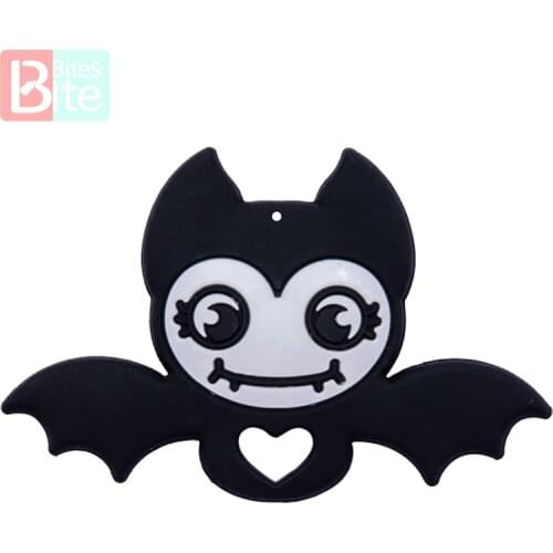 Bite Bites 1PCS Halloween Pumpkin Skull Bat Silicone Baby Teether Baby Toys Food Grade Silicone Beads Manual DIY for Bebe