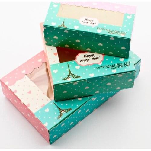 10 PCS Paper Gift Box Wedding Candy Gift Boxes Wedding Party Favor Birthday Cake Gift Box Packaging Window Lover Heart Hand Made