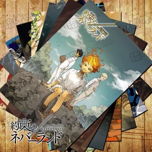 10 PCS/LOT Anime The Promised Neverland Emma Norman Ray Poster Stickers Toys 10 Comic Wall Pictures Size 42x29 CM