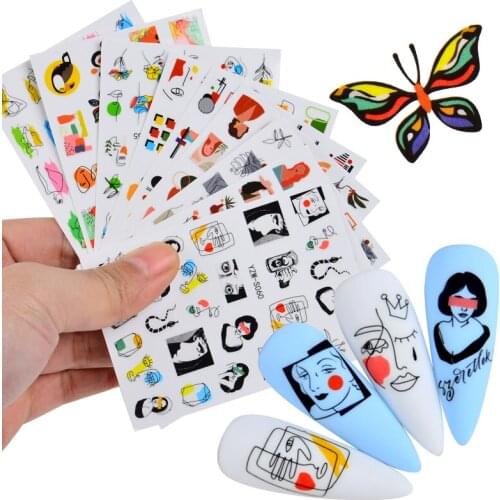 2021 New 3D Floral Nail Stickers Adhesive Plants Colorful Beautiful Flowers Nail Transfer Sticker Decals Nail Art Decoration