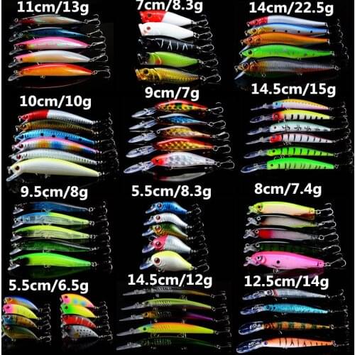 64pcs/lot Fishing Lures Mixed 12 Models Hard Baits Artificial Lifelike Minnow/Crank/VIB and Popper bait Crankbait Fishing tackle