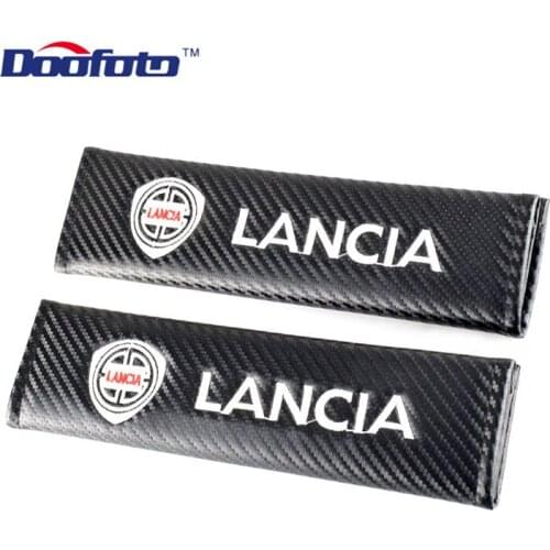 Car Styling Emblem Carbon Fiber seat Belt Cover sticker seatbelt pad For Abarth lancia delta integrale hf thema ypsilon stratos