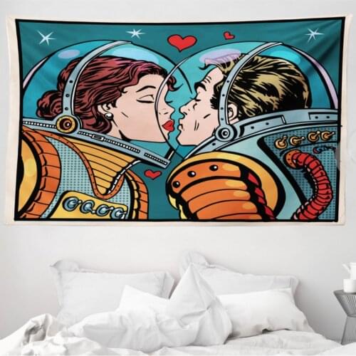 Love Mikrofiber Large Wall Tapestry Romantic Astronauts