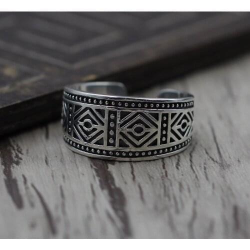 Retro Open Silver Sterling Silver 925 Ring Thai Silver Personality Nine Door Buddha With Ring